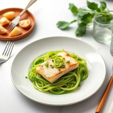 Ginger-Scallion Steamed Halibut with Baby Bok Choy