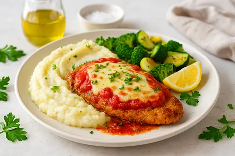 Keto Chicken Parmesan with Cauliflower Mash
