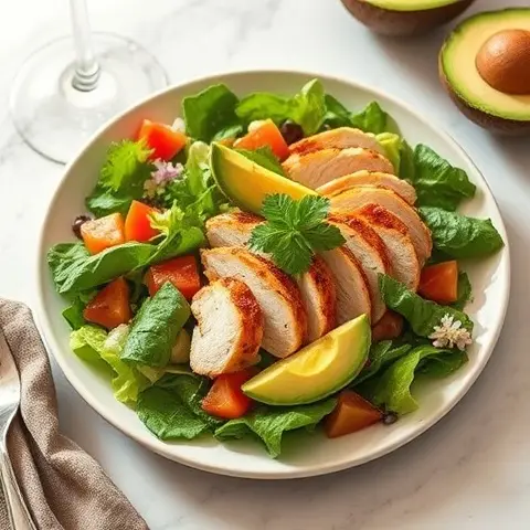 Mexican Chicken Avocado Salad with Lime-Cilantro Dressing