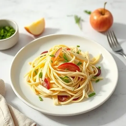 Celeriac Slaw with Apple and Chives (No Mayo, Olive Oil Only)