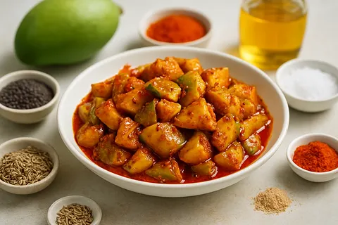 Spicy Green Mango Pickle: A Tangy Indian Delight
