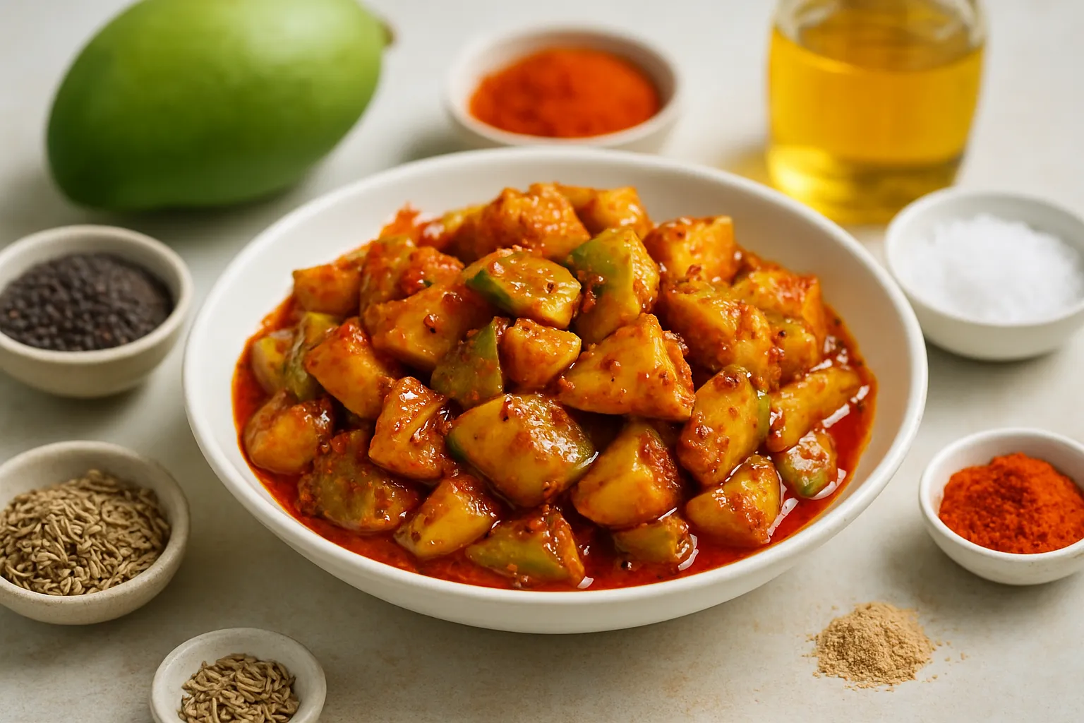 Spicy Green Mango Pickle: A Tangy Indian Delight