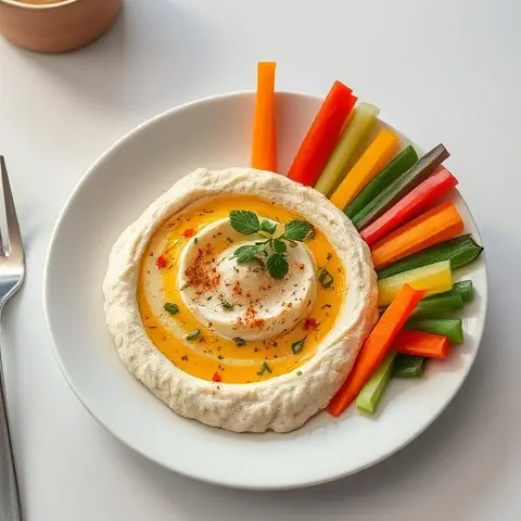 Creamy Cauliflower Hummus with Colorful Veggie Sticks