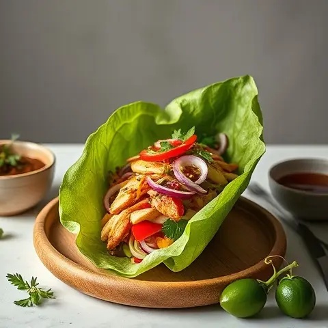 Nutritious Chicken Lettuce Boats with Chili-Lime Dressing