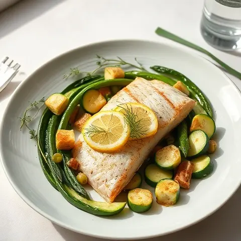 Lemon-Dill Baked Trout with Zucchini & Chives