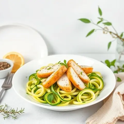 Zesty Lemon-Thyme Chicken and Zoodle Salad