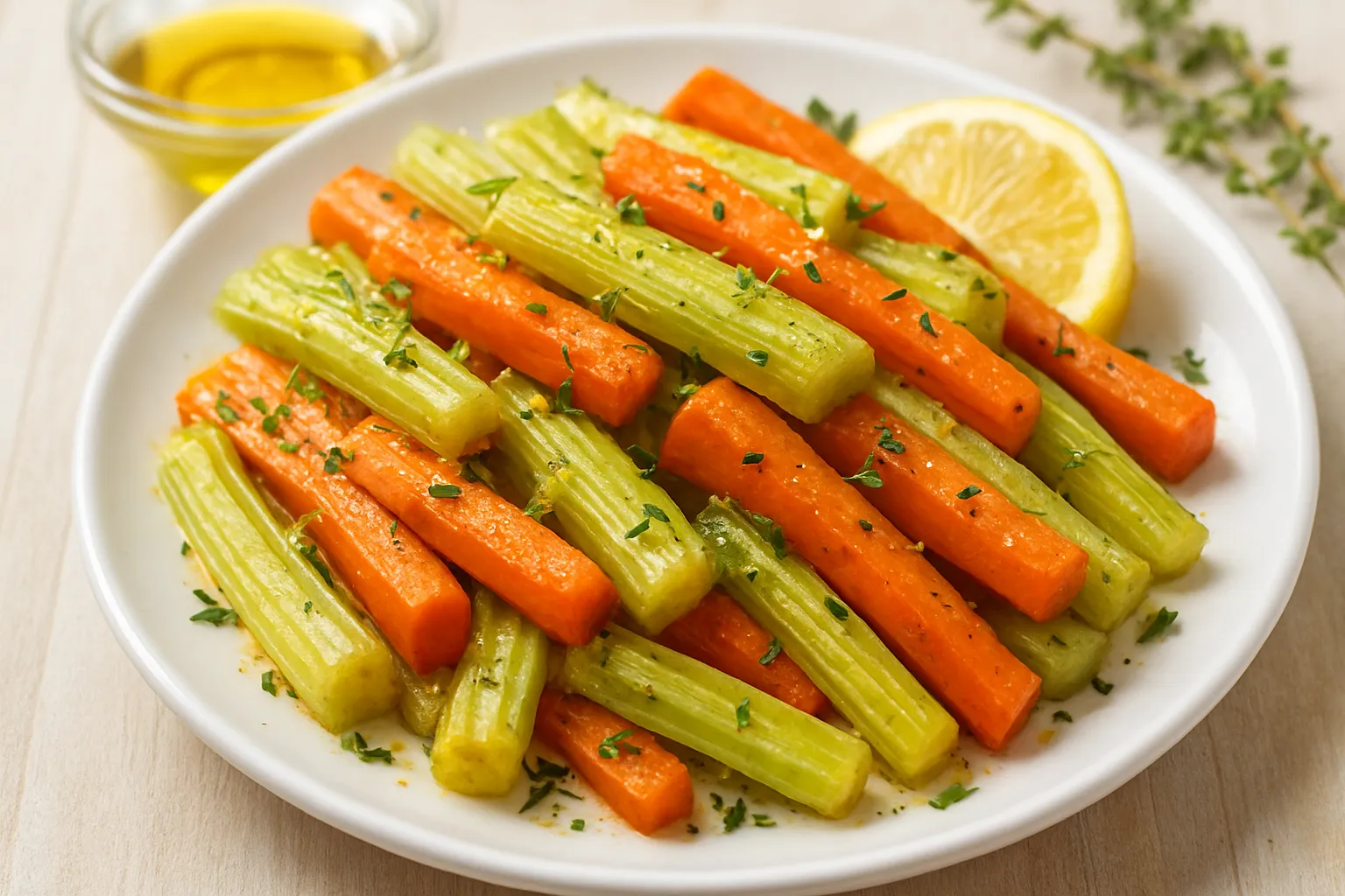Lemon-Thyme Roasted Celery & Carrot Batons