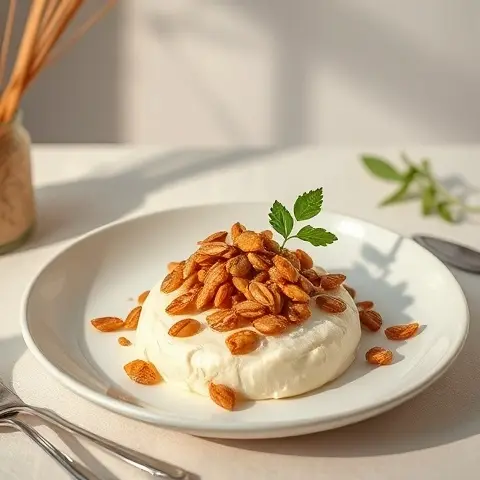 Nut-Free Sunflower Brittle over Silken Douhua