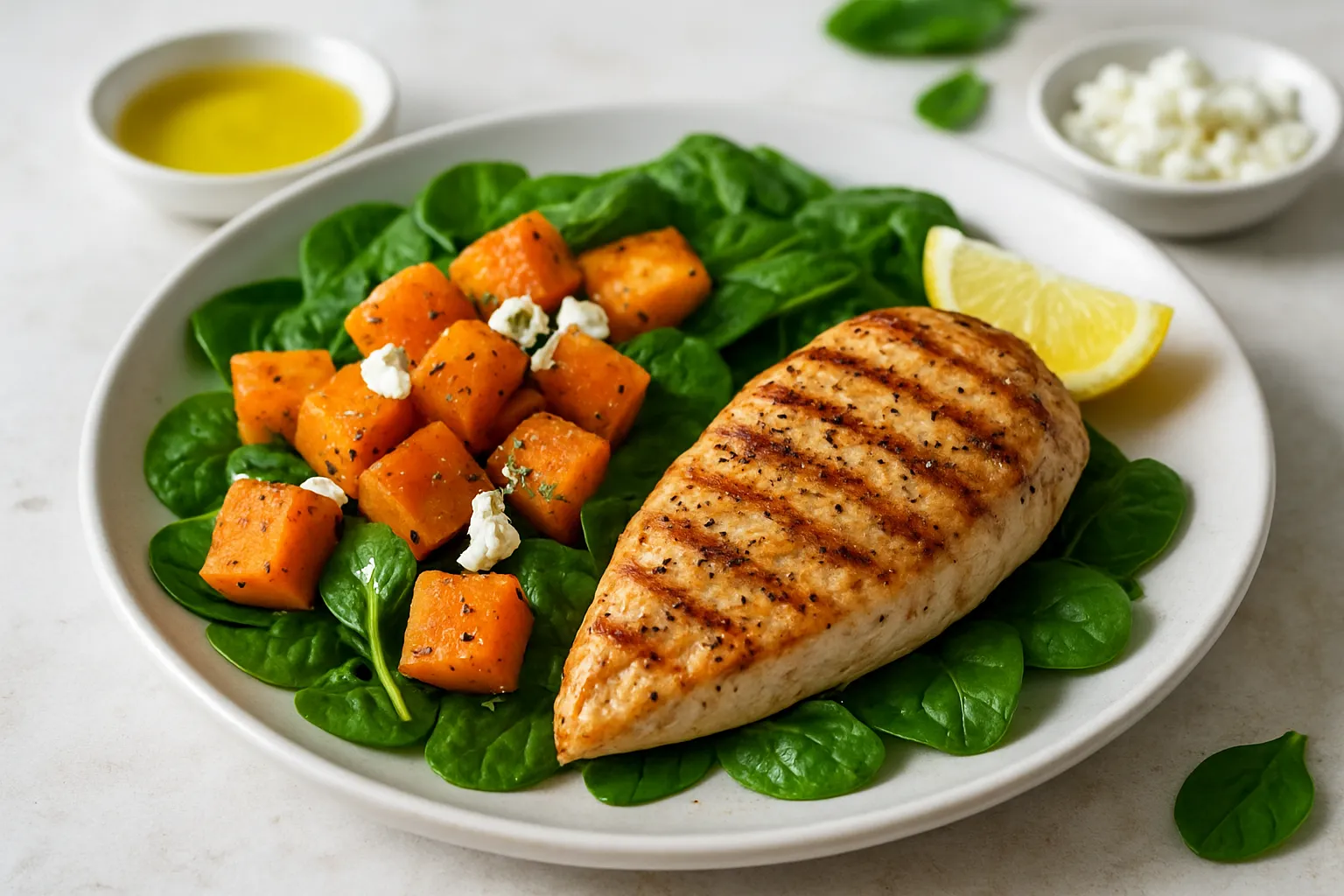 Grilled Chicken with Roasted Pumpkin & Spinach