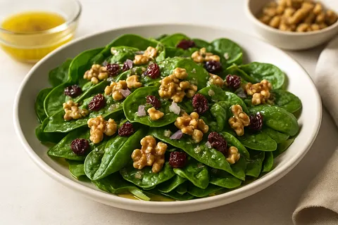 Warm Spinach, Walnut & Apple Cider Vinaigrette Salad