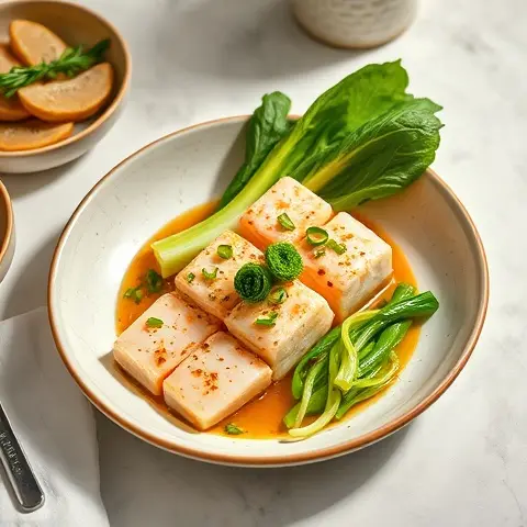 Miso-Free Ginger-Scallion Steamed Fish with Bok Choy