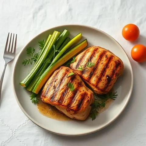 Green Masala Grilled Chicken Thighs with Zucchini
