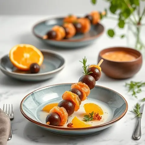 Citrus-Marinated Anchovy & Olive Skewers