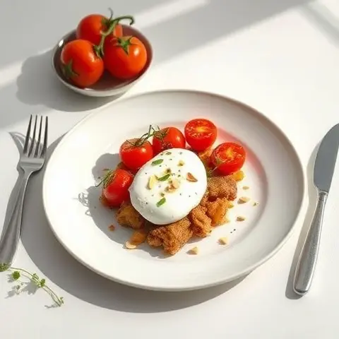 Roasted Cherry Tomato and Burrata-Style Almond Cream Breakfast Plate