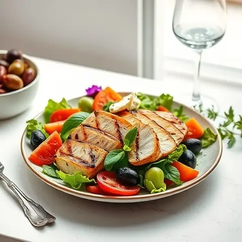 Grilled Chicken Greek Salad with Olives & Feta
