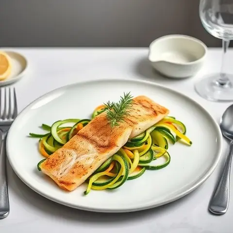 Rosewater-Cilantro Baked Trout with Charred Zucchini Ribbons