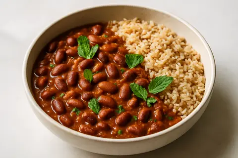 Rajma Masala with Brown Rice & Fresh Mint