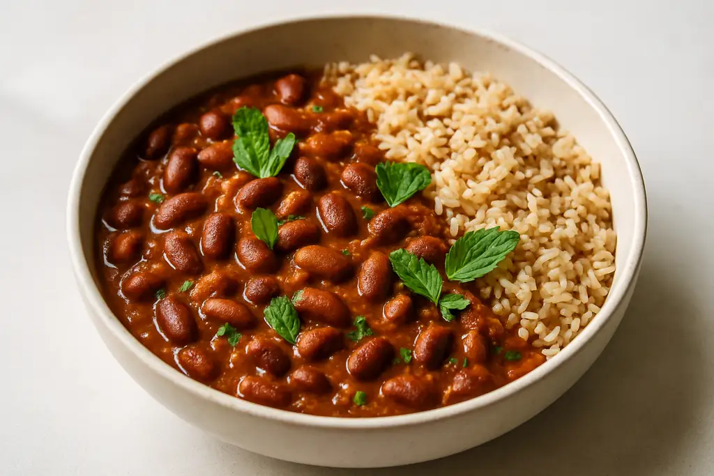 Rajma Masala with Brown Rice & Fresh Mint