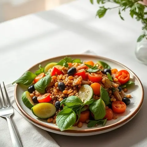 Mediterranean Warm Lentil-Alternative Salad