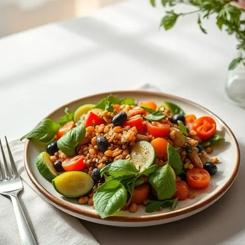 Mediterranean Warm Lentil-Alternative Salad