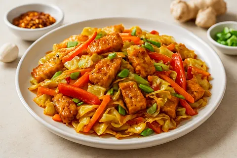 Spicy Cabbage and Tempeh Stir-Fry