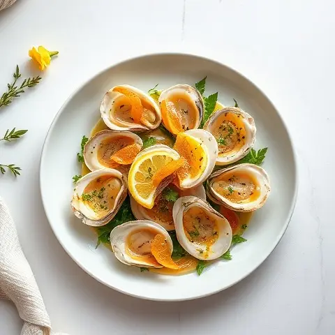 Lemon-Garlic Roasted Oyster Salad with Herbs