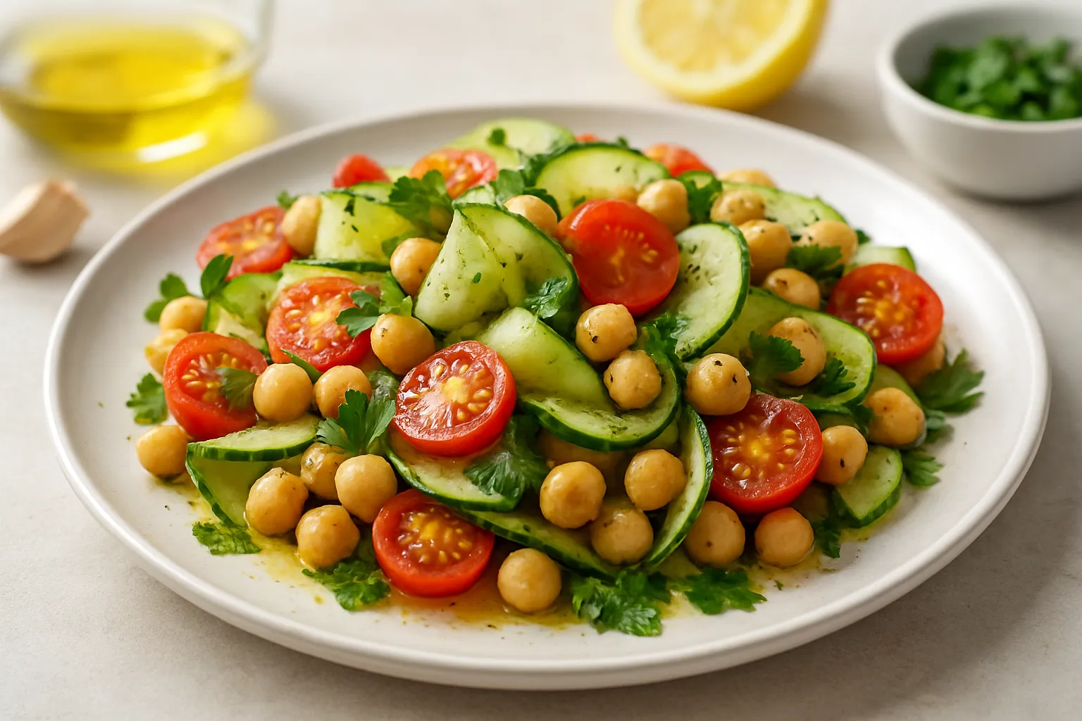 Chickpea and Cucumber Ribbon Salad