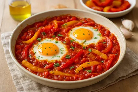Shakshuka-Style Eggs with Roasted Bell Peppers