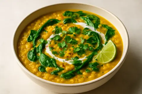 Golden Turmeric Dal with Spinach & Coconut