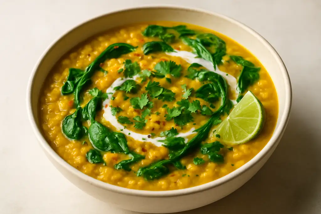 Golden Turmeric Dal with Spinach & Coconut