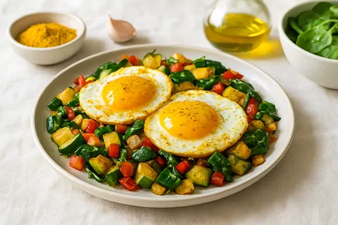 Zucchini Hash with Turmeric Eggs