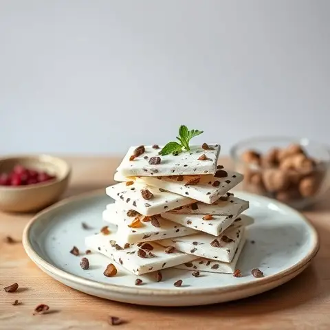 Frozen Coconut-Yogurt Bark with Toasted Flax & Unsweetened Cocoa Nibs