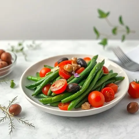 Mediterranean Green Bean, Cherry Tomato, and Olive Toss