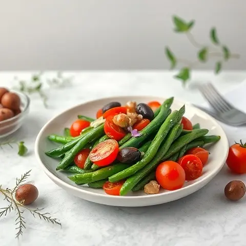 Mediterranean Green Bean, Cherry Tomato, and Olive Toss