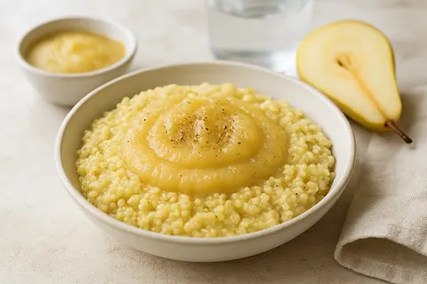 Nutritious Millet Pudding with Fresh Pear Purée