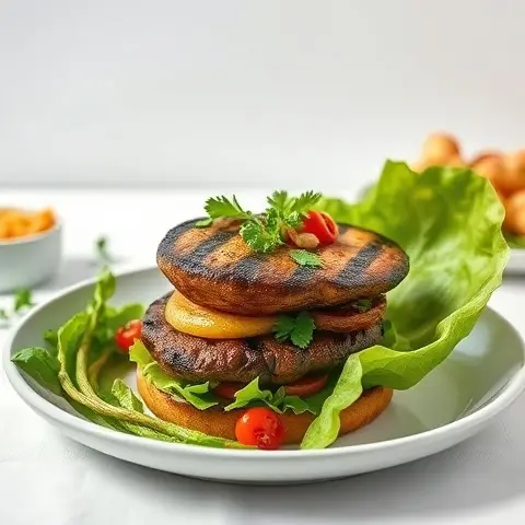 Grilled Portobello Burger with Lettuce Bun