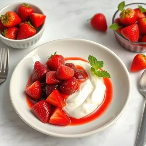 Balsamic-Free Strawberry Compote over Yogurt