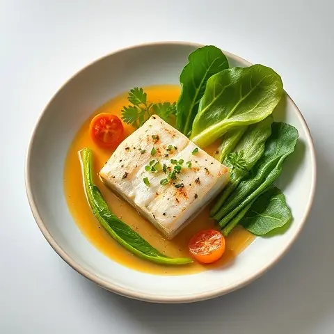 Ginger-Lime Poached Cod with Bok Choy
