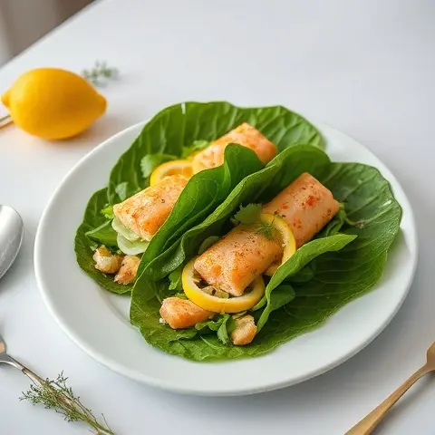 Lemon-Dill Salmon Collard Wraps