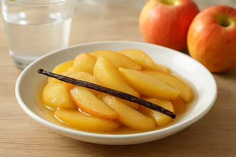 Steamed Apple Slices with Vanilla Pod