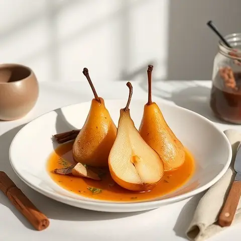 Cinnamon Poached Pears for Wellness