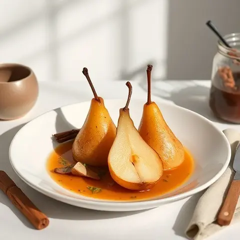 Cinnamon Poached Pears for Wellness