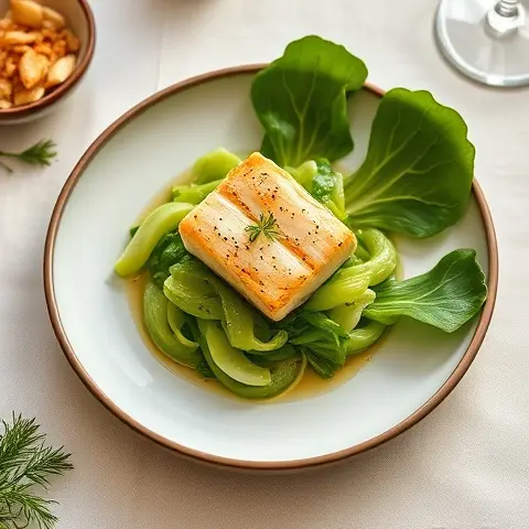 Ginger-Lemongrass Poached Cod with Bok Choy