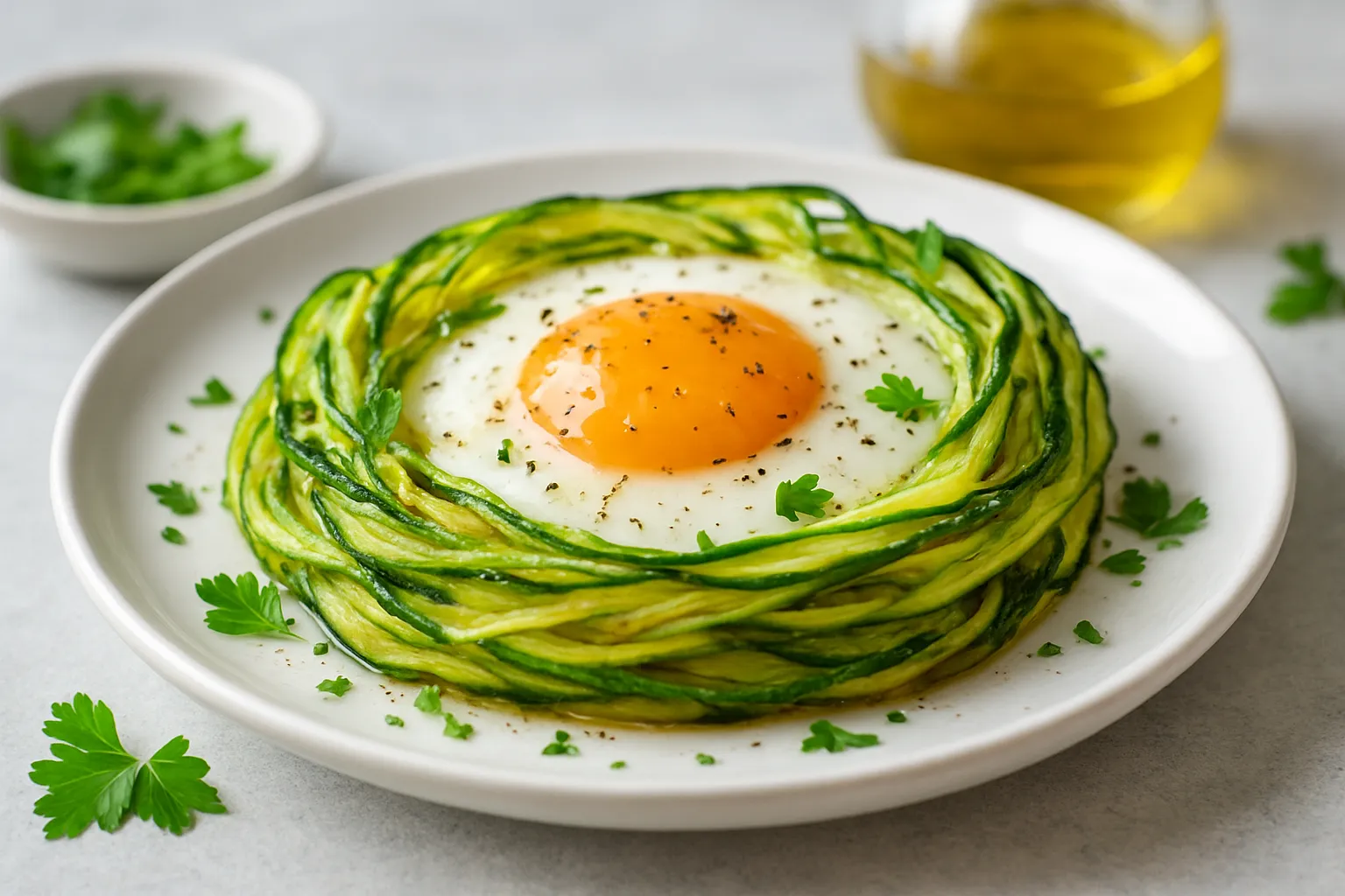 Soft Baked Egg in Zucchini Nest