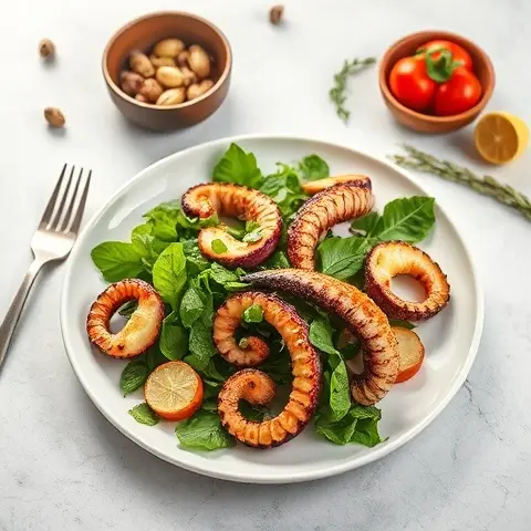 Grilled Octopus Salad with Herbs and Greens