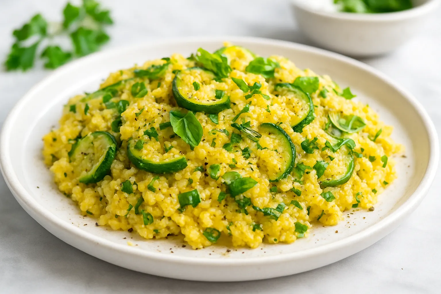 Zucchini & Herb Millet Polenta