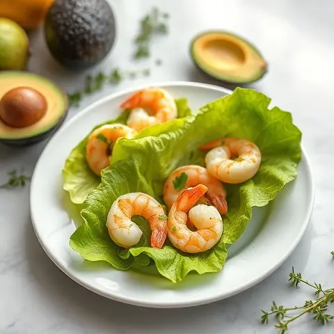 Avocado & Shrimp Lettuce Bites with Cilantro Lime Drizzle