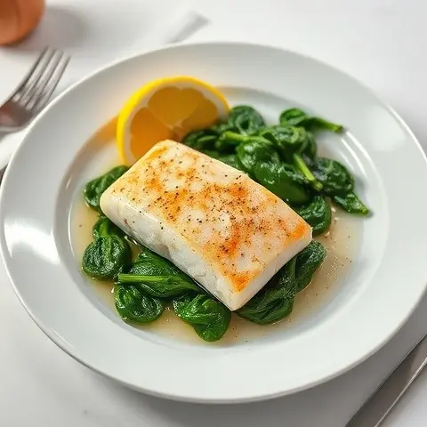 Lemon-Garlic Butterfish with Spinach