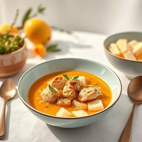 Ginger Poached Chicken and Cauli-Rice Soup