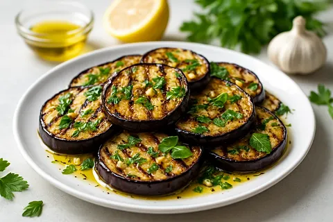 Grilled Eggplant with Garlic and Herbs